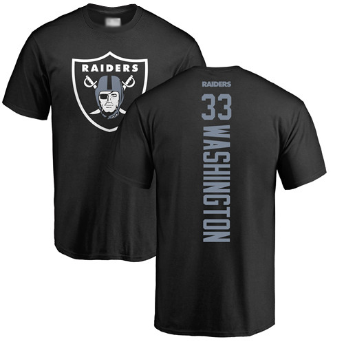 Men Oakland Raiders Black DeAndre Washington Backer NFL Football #33 T Shirt